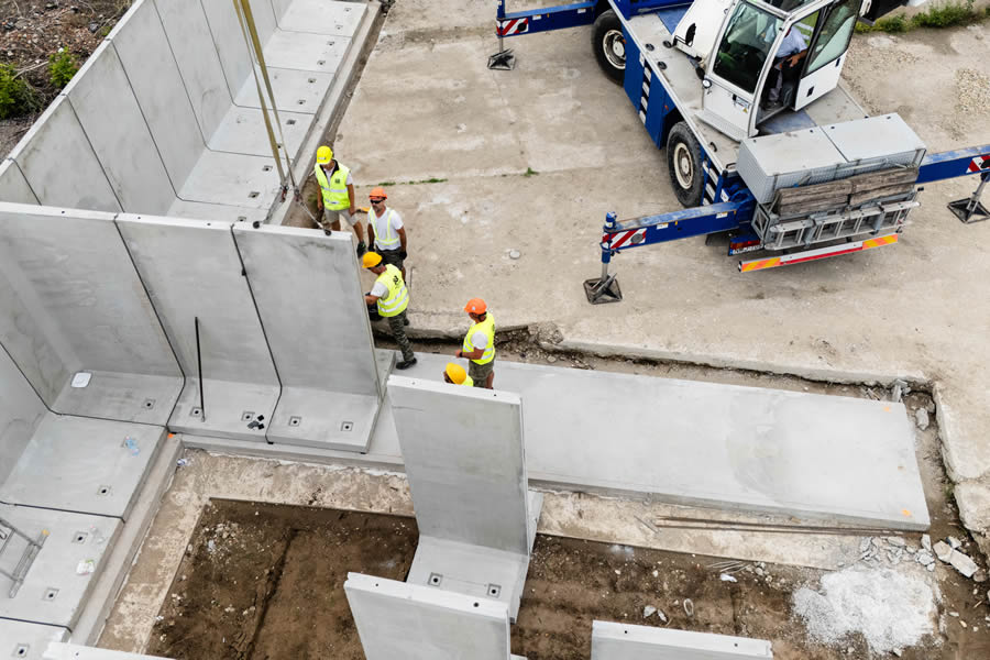 Támfalas tárolók építése Első Beton előregyártott vasbeton támfalelemekből
