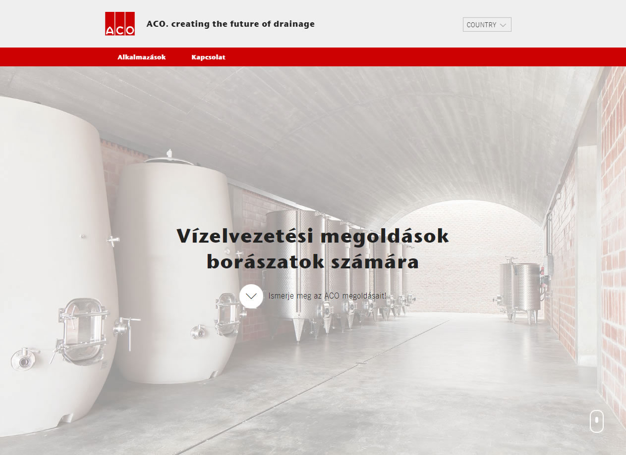 Új ACO weboldal borászati megoldásokkal