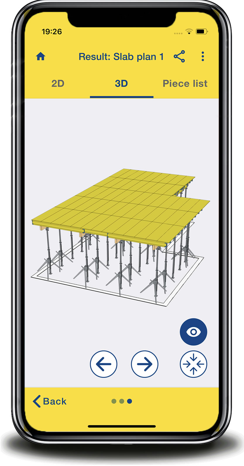 3D-s megjelenítés: Az Easy Formwork Planner egyetlen kattintás után létrehozza a zsalu egyedi, 3 dimenziós modelljét.