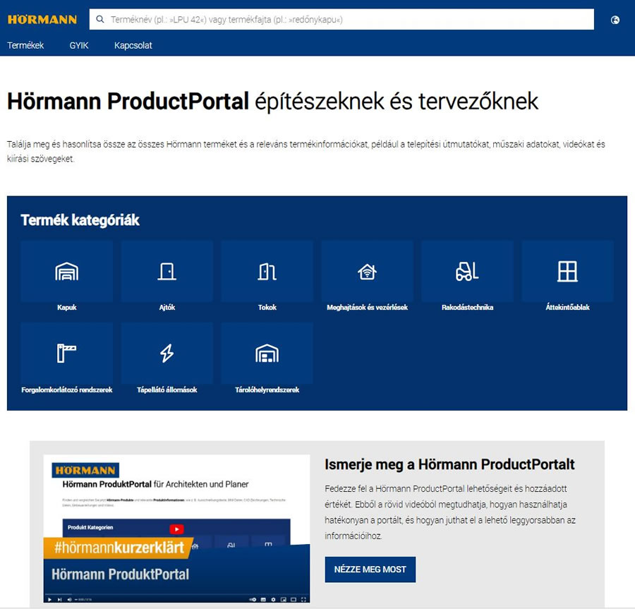 Hörmann ProductPortal építészek és tervezők számára