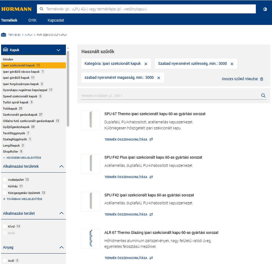 Hörmann ProductPortal építészek és tervezők számára