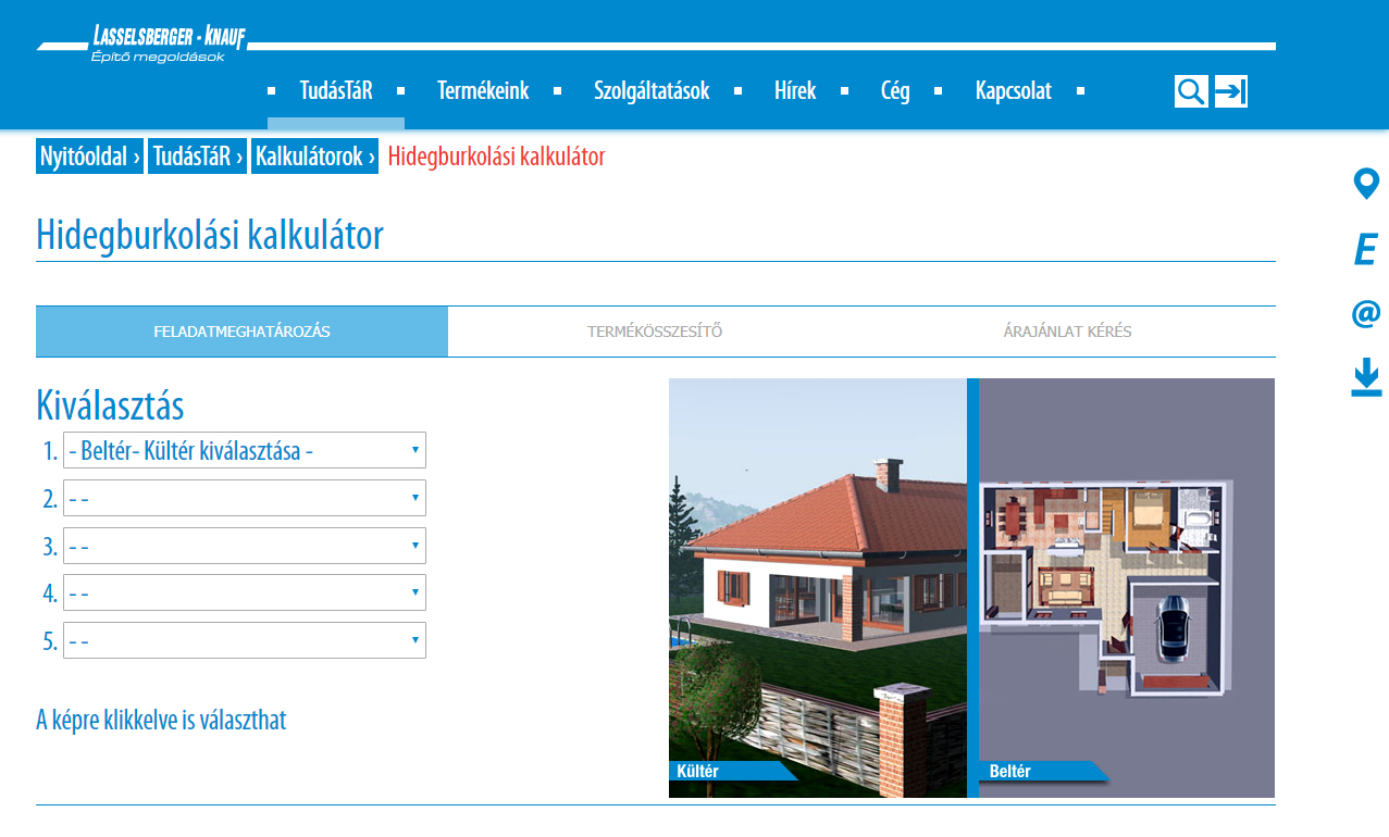 LB-Knauf hidegburkolási kalkulátor