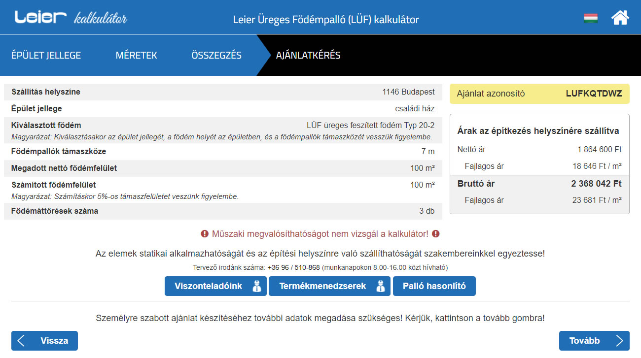 Összegzés, ajánlatkérés