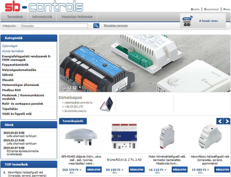 Megújult külsővel és bővülő termékkínálattal várja az érdeklődőket a SB-Controls Kft. webshopja