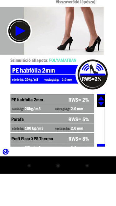 ProfiFloor alkalmazások a padlóalátétek összehasonlítására