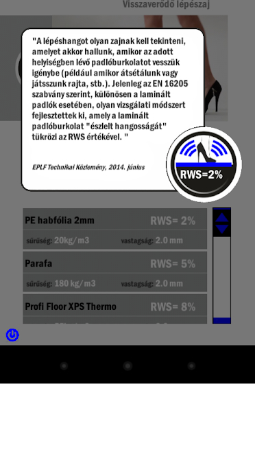 ProfiFloor alkalmazások a padlóalátétek összehasonlítására