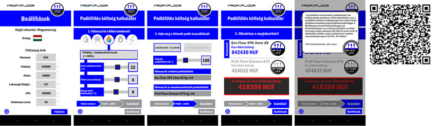 ProfiFloor alkalmazások a padlóalátétek összehasonlítására