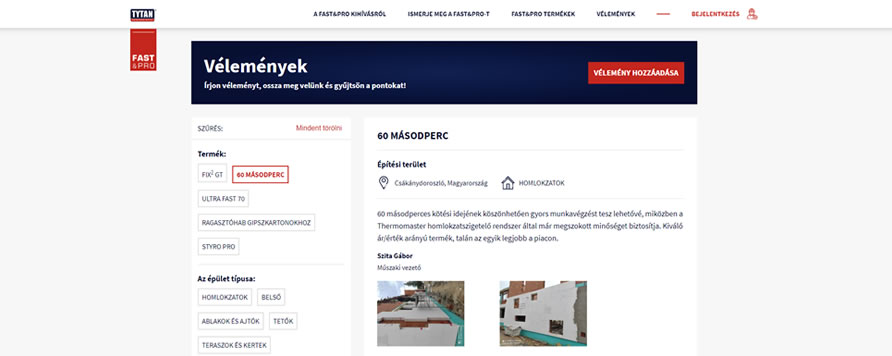 Felhasználói vélemények a FAST&PRO termékekről