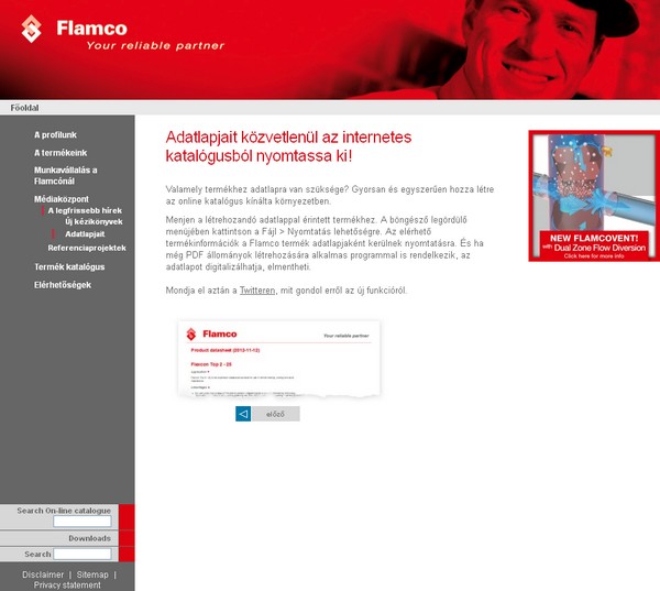 Új internetes katalógus szolgáltatással bővült a Flamco weboldala
