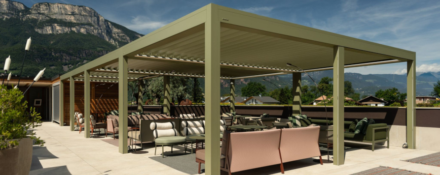 A Brustor pergolák legújabb tagja a B160 XL forgatható lamellás pergola