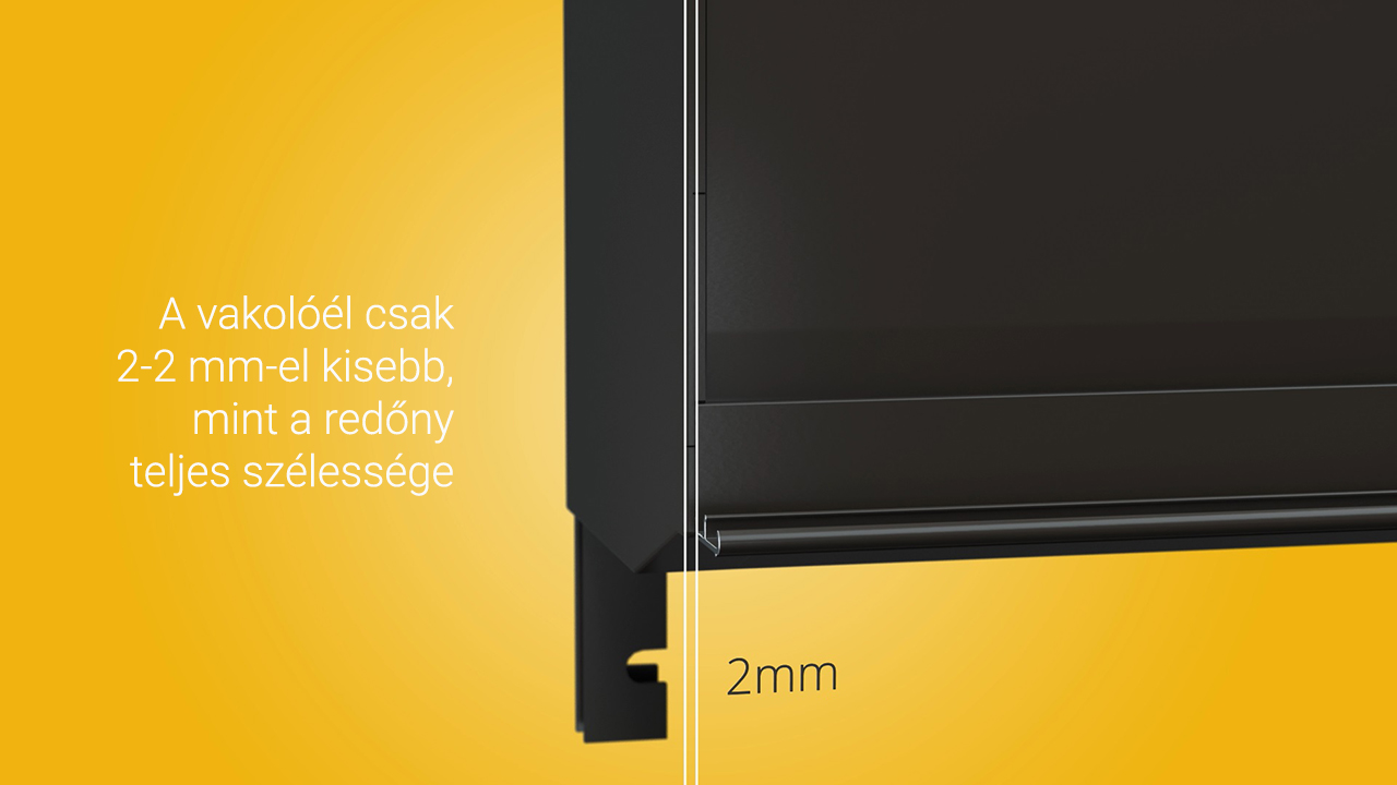 Redőny szélességénél csak 2-2 mm-el kisebb vakolóél