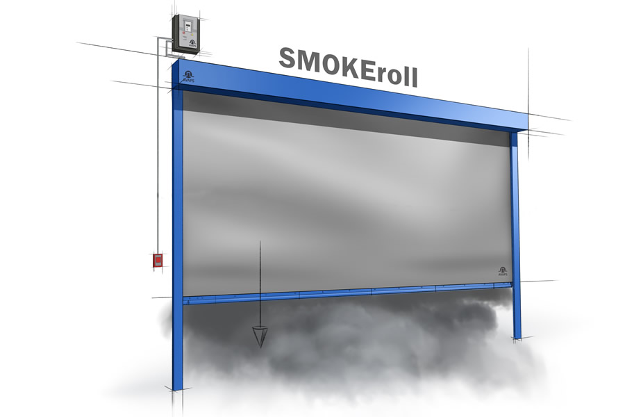 AVAPS SMOKEroll füstzáró füstkötény nagyméretű nyílásokhoz az Autent Solutions-tól