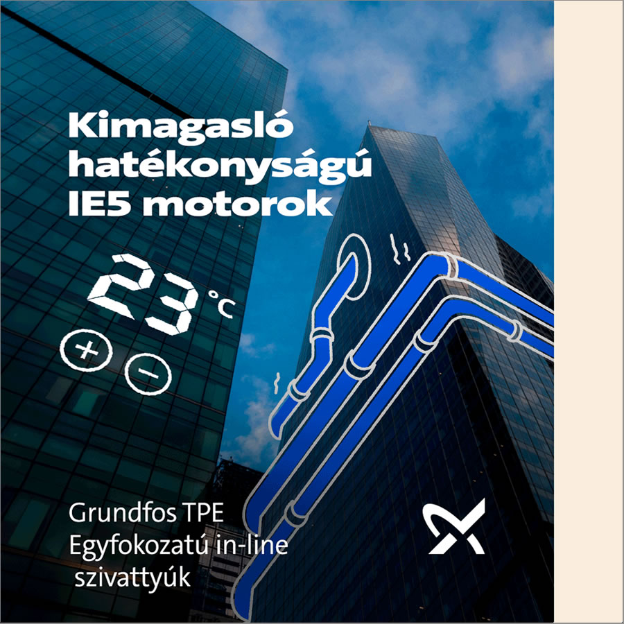 Grundfos TPE szivattyúk, mostantól IE5 motorhatékonysággal