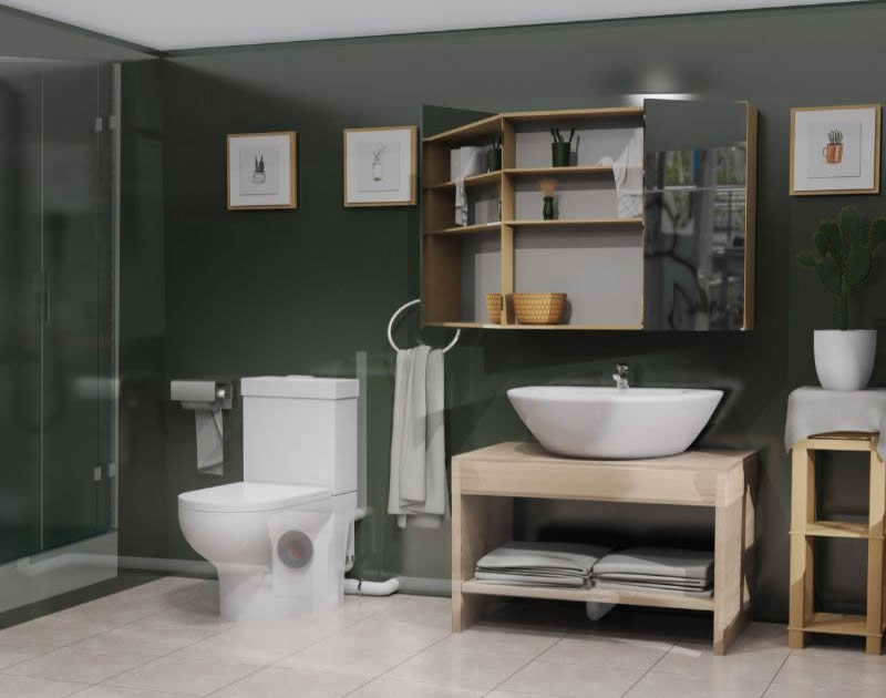 Sanipump Optimini WC+2 darálós WC és őrlőlapátos vízátemelő beépítve