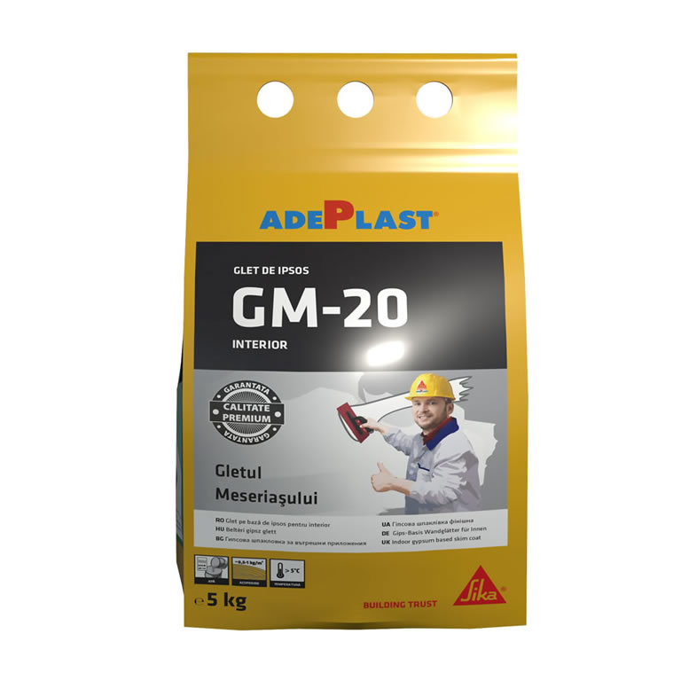 Sika Adeplast GM-20 törtfehér színű, gipsz alapú glett – 5 kg