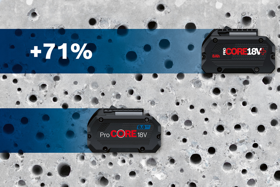 Bosch ProCore18V+ üzemidő növekedés - beton