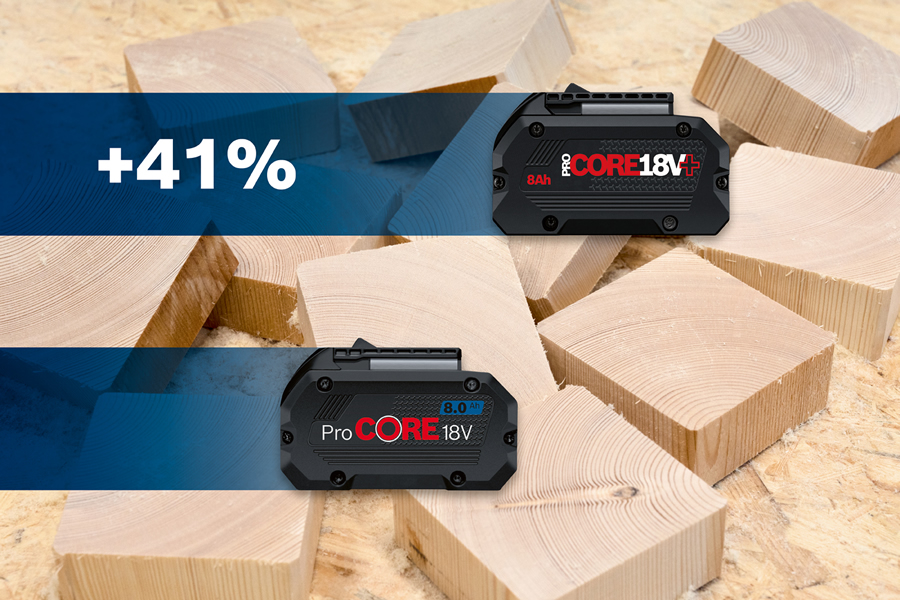 Bosch ProCore18V+ üzemidő növekedés - fa