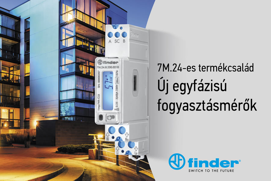 Új 7M.24 típusú, egyfázisú elektronikus fogyasztásmérők a Findertől