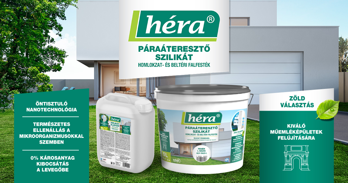 Új Héra Páraáteresztő Szilikát homlokzat- és beltéri falfesték