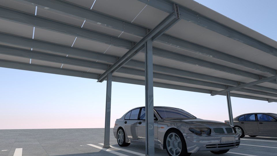 Lindab Carport LCP2 napelemekkel, trapézlemez nélkül Lindab Carport LCP2 napelemekkel, trapézlemez nélkül