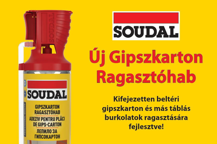 Új Soudal gipszkarton ragasztóhab Genius Gun fejjel