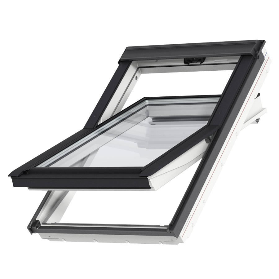 GLU 0061 Standard műanyag bevonatos billenő tetőtéri ablak felső kilinccsel