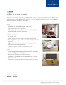 Villeroy & Boch Artis fürdőszobai kollekció - adatlap - általános termékismertető