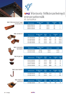 VMZ vörösréz félkörszelvényű ereszcsatornák és tartozékaik - műszaki adatlap