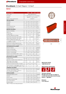 Porotherm 10 N+F, 10 N+F Rapid és 10 N+F Rapid Dryfix falazóelemek - műszaki adatlap