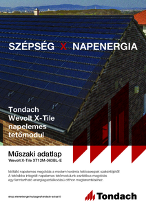 Tondach Wevolt X-Tile napelemes tetőmodul - műszaki adatlap
