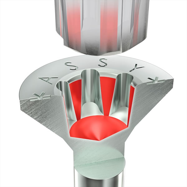 ASSY® 4 A2 CS szerelőcsavar, A2 nemesacél, felületkezeletlen, tövigmenetes, süllyesztett fejű