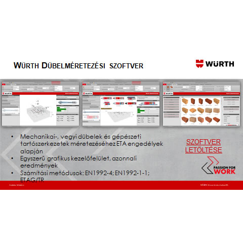 Würth dübelméretezési szoftver