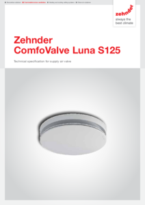 Zehnder ComfoValve Luna S125 légszelep - részletes termékismertető
