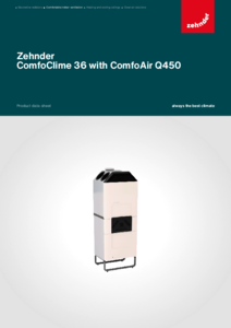 Zehnder ComfoClime 36 utóhűtő/-fűtő egység ComfoAir Q450 hővisszanyerős szellőztetővel - műszaki adatlap