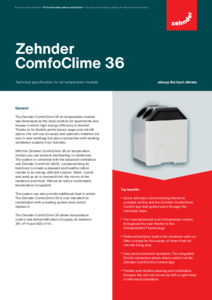 Zehnder ComfoClime 36 utóhűtő/-fűtő egység - műszaki adatlap